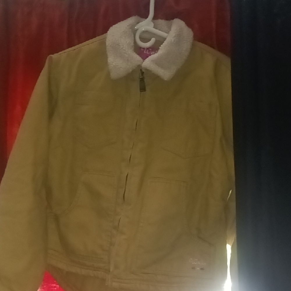 Walls Tan and White Utility Jacket with Cozy Collar